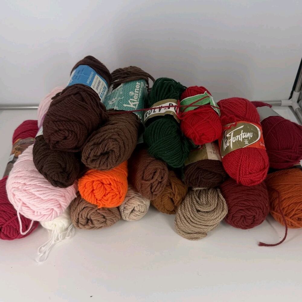 Vintage Yarn Lot - Large Lot - 19 Skeins - New Nantuk Red Heart Sayelle